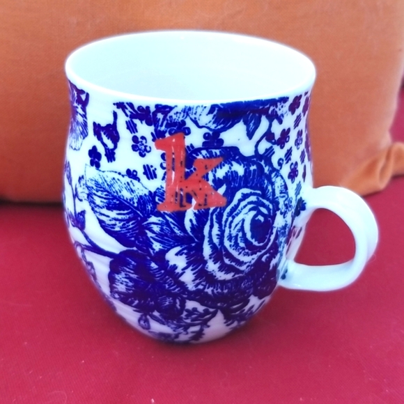 Anthropologie Other - Anthropology coffee / Tea mug with letter monogram "k". Blue & white. Boho NWOT